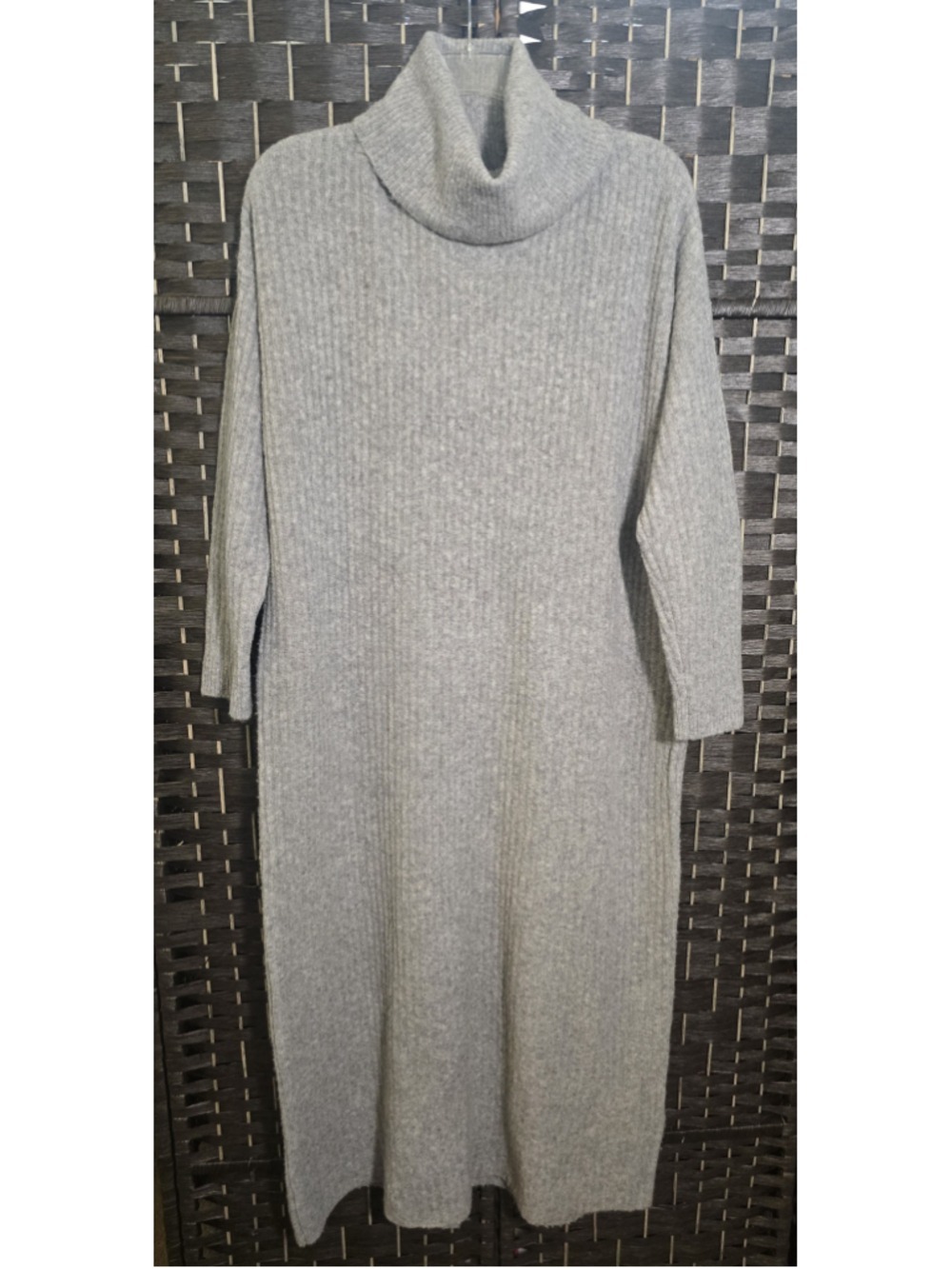 Pins And Needles Gray Ribbed Turtleneck Midi Sweater Dress S Urban Outfitters